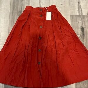 Pinkyotto Red Button-Front A-Line Skirt with Pleats